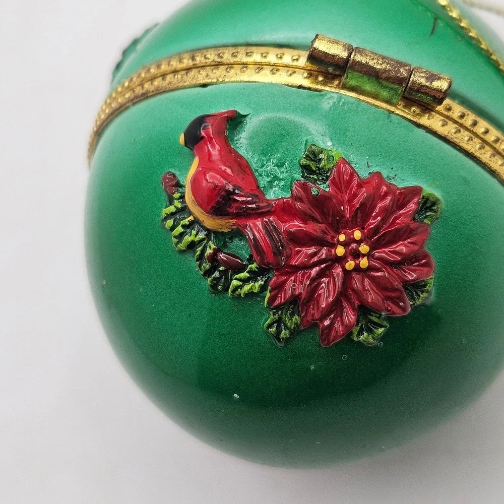 Vintage Christmas Ornament Trinket Box Cardinal A Sister is a Friend Forever